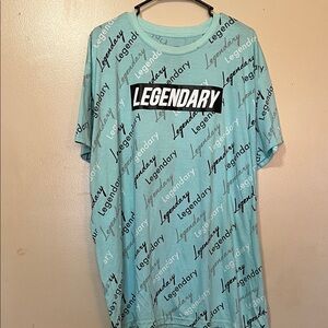 Hustler Hollywood Legendary All-Over Script Tee - Mint Blue
